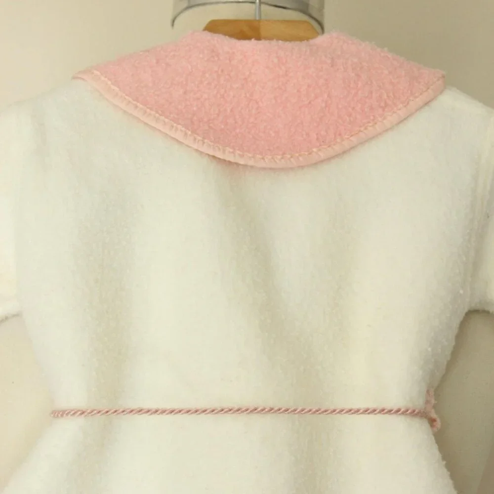 Vintage 1960s Baby Jacket With Ducks, Infant Girls Fleece Layette Clothing - Picture 10 of 10